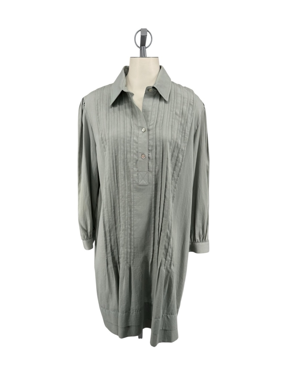 Finley Sage Green Pintuck Button-Front Tunic